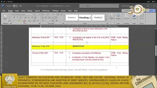 Select Committee on Education and Technology, Sport, Arts and Culture, 18 April 2024