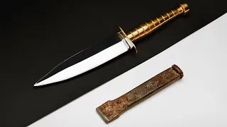 Created an Incredible Dagger with a Brass Handle from an Ordinary Piece of Metal