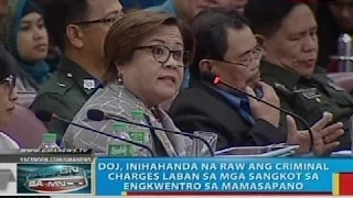 DOJ, inihahanda na raw ang criminal charges laban sa mga sangkot sa engkwentro sa Mamasapano