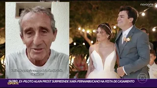 Ex piloto Alain Prost surpreende xará na festa de casamento.