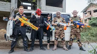 LTT Films : Swat Silver Flash Nerf Guns Fight Criminal Group Tiger Mask Suicide Squad Big