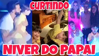 Filhos de Andressa Suita e Gusttavo Lima também estavam curtindo a festa do papai