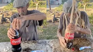 Grandpa Tries The Coke and Mentos Challenge #funnyfail #shorts