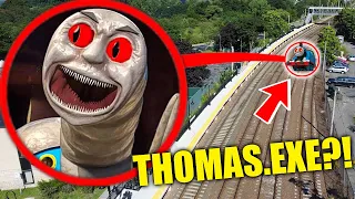 DRONE CATCHES THOMAS THE TRAIN.EXE AT ABANDONED TRAIN STATION!! (HE CAME AFTER US)