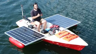 DIY Solar Boat With Nornvin Battery Pack And Random Junk!