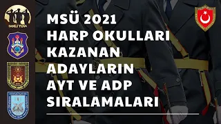 2021 MSÜ Harp Okulları Kazanan Adayların AYT ve ADP Sıralamaları (Erkek)