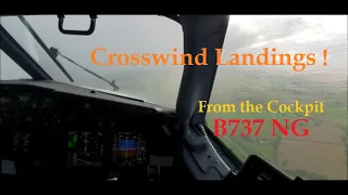 B-737NG Crosswind Landings From the Cockpit!