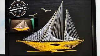 Sailboat String Art - Drawing Nails Winding Lines - DIY Nail Art Kit 3D Colorful Sailboat