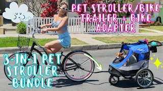 3 in 1 Pet Stroller and Bike Trailer + Bike Adapter Bundle | Best Bundle for Summer Bike Rides