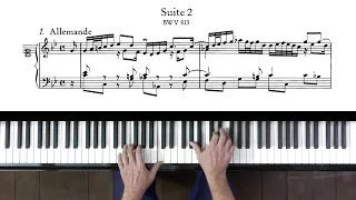 Bach French Suite No.2 "Allemande" (take 1) P. Barton, FEURICH 133 piano