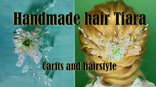 Hand made clear crystal hair accessories with match up hair style.