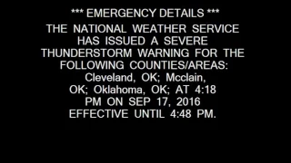 Severe Thunderstorm Warning: Oklahoma City