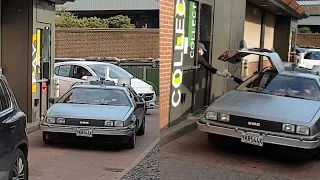 Back To The Future DeLorean Goes Through McDonald's Drive-Thru