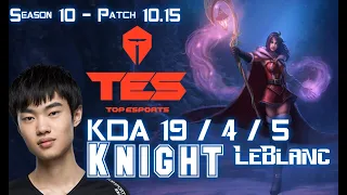 TES Knight LEBLANC vs SYNDRA Mid - Patch 10.15 KR Ranked