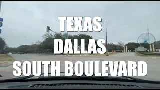 Driving Tour Texas Dallas South Boulevard Park Row Neighborhood Fairground with Ferris Wheel