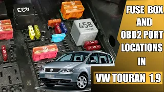 VW Touran Fuse Box and OBD2 Port Locations