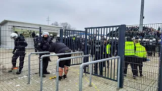 Preußen Münster Auseinandersetzung mit Polizei & Feuer im Gästeblock