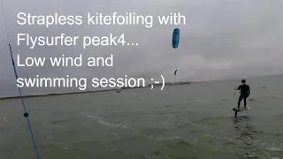 Strapless kitefoiling (and swimming ;-)) with flysurfer peak4