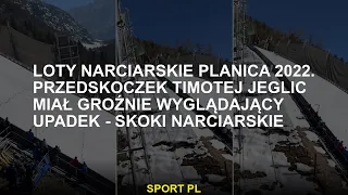 Lot narciarski Planica 2022. Przedskok Timoty Jeglica ma niebezpiecznie wyglądający upadek - Skoki N