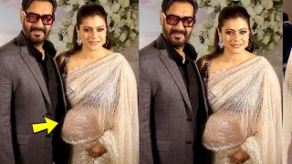 3rd Time Pregnant Kajol Devgan Flaunting Her Baby Bump At Sidharth And Kiara Grand Wedding Reception