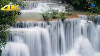 1 hr 4K (UHD) footage of waterfall across the world with soothing music for relaxation in