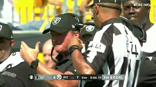 Jon Gruden politely voices his thoughts to the officials