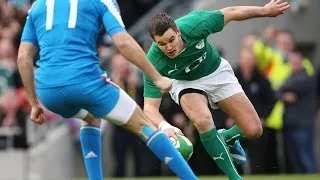 Great Jonathan Sexton Try from brilliant Brian O'Driscoll offload - Ireland v Italy 8th March 2014