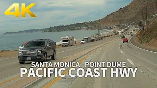 PACIFIC COAST HIGHWAY - Driving Santa Monica to Point Dume, Los Angeles, California, USA, 4K UHD