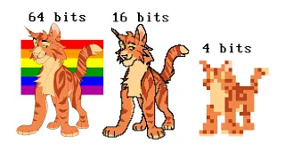 64 bits 32 bits 16 bits 8 bits 4 bits 2 bits 1 bit, but it's a Firestar