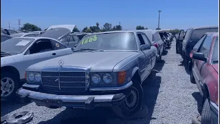 1980 Mercedes-Benz W116 450 SEL at the junkyard. July 12, 2023.