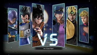 [JUMP FORCE] Goku, Vegeta and Trunks vs Jotaro, Dio and Giorno