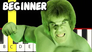 The incredible Hulk Theme -1977 (The Lonely Man) - Fast and Slow (Easy) Piano Tutorial - Beginner