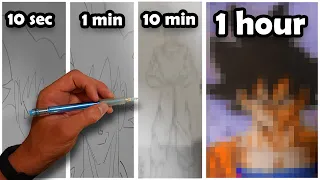 Drawing GOKU in 10 SECONDS | 1 MINUTE | 10 MINUTES | 1 HOUR!!!