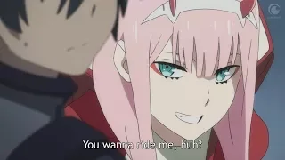 An average reaction to when Zero Two asks if you want to ride her