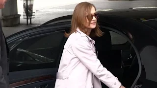 EXCLUSIVE : Isabelle Huppert arriving at Cannes airport for the 2017 Cannes Film Festival