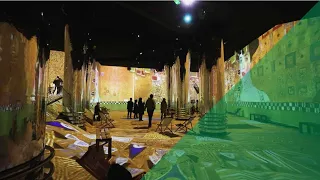 Immersive 360 projection mapping of Gustav Klimt on fire-rated textiles by ShowTex