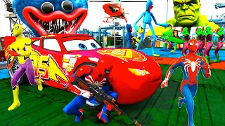 Siêu Nhân người Nhện Đi Ô tô Cứu Hỏa, Máy Bay, Team Spiderman Lightning Mcqueen Cars monster truck