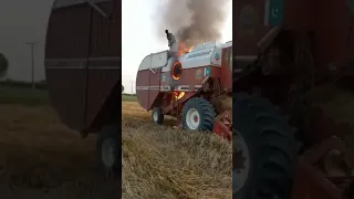 fire in harvester machine #shorts #shortvideo