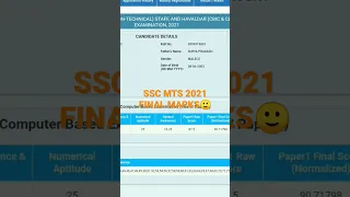 SSC MTS final marks and result 2021