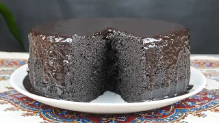 soft and moist chocolate cake without an egg, an oven, and a mixer. easiest chocolate cake recipe