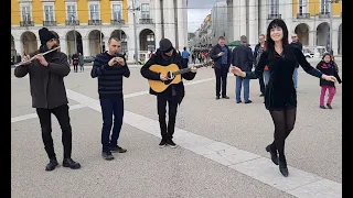 Emma O"Sullivan dancing in Lisbon with Crann Mór