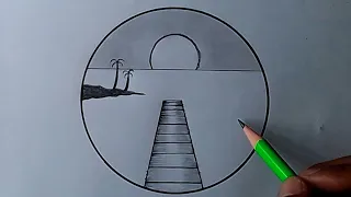 Circle Drawing Scenery - Easy Pencil Drawing