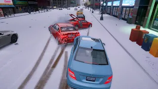 🥶 GTA 4 WINTER CRASH TEST OF REAL CARS | WINTER MOOD ❄️ (WINTER CRASH TEST #3)