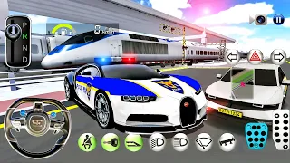 3D Driving Class #21: Real City Driving - Police Car New Bugatti Chiron Vs Train - Android GamePlay