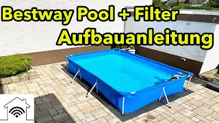 Aufbau Anleitung Bestway Pool 300 x 200 cm und Anschluss Sandfilteranlage