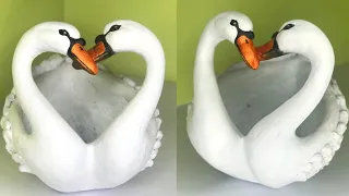 Double Swan pot at home/Easily make at home-DIY/Cement Craft Ideas