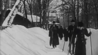 Зимой в Петровском парке  у Путевого дворца, Москва, 1908 г. старинная кинохроника