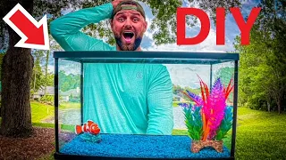 DIY AQUARIUM for NEW PET BASS! (Fish Rescue part 1)