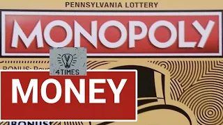 Monopoly & 1997 U.S. Commemorative Coins & Pa lottery scratch tickets.