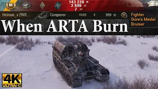 Conqueror Gun Carriage video in Ultra HD 4K🔝 When ARTA Burn, 4448 dmg, 4 kills 🔝 World of Tanks ✔️